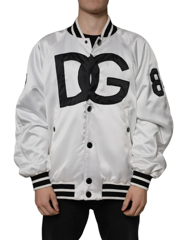 Dolce & Gabbana  Polyester Logo Full Zip Bomber Men's Jacket