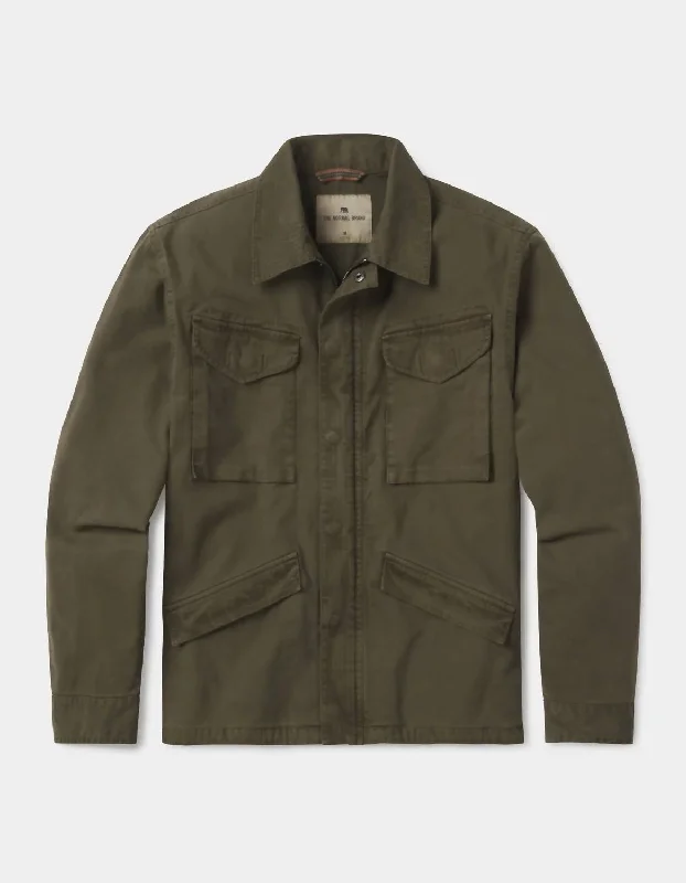 Men's James Canvas Military Jacket In Dusty Olive