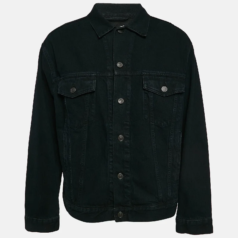 Balenciaga Navy Blue Embroidered Denim Jacket