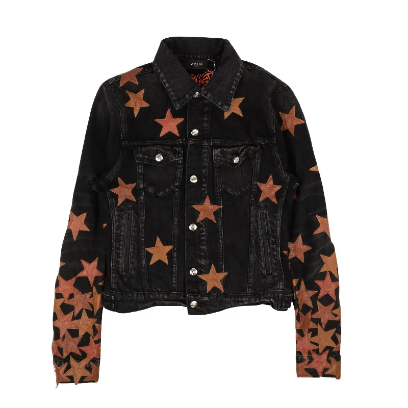 Black And Orange Chemist Denim Trucker Jacket