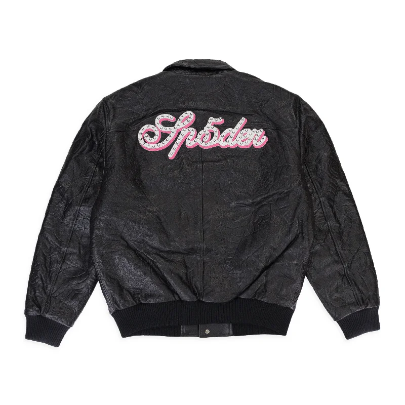 DEBOSSED BLACK LEATHER JACKET