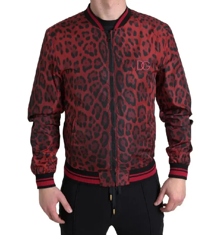 Dolce & Gabbana  Leopard Bomber Short Coat Men's Jacket (Pre-Owned)