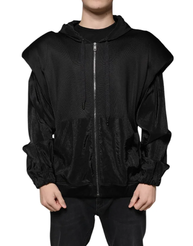 Dolce & Gabbana  Viscose Full Zip Hooded Bomber Men's Jacket