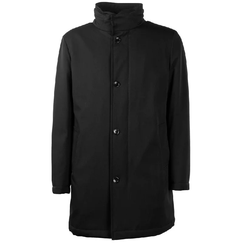 Made in Italy Elegant Virgin Wool Coat with Storm Men's Protection