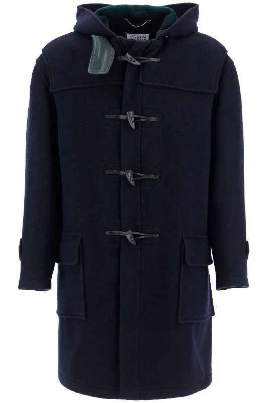 Maison Margiela Men's Woolen Montgomery Coat With Hood