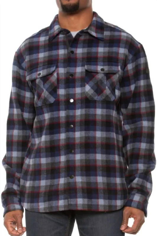 Men's Anchor Line Shirt Jacket In Medium Gray Plaid