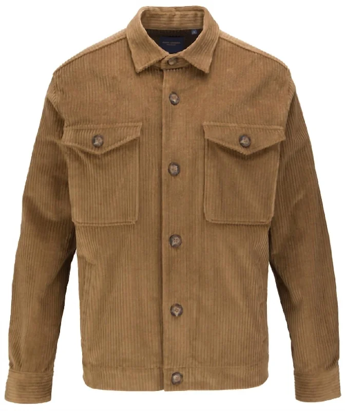 Men's Corduroy Shirt Jacket In Tan