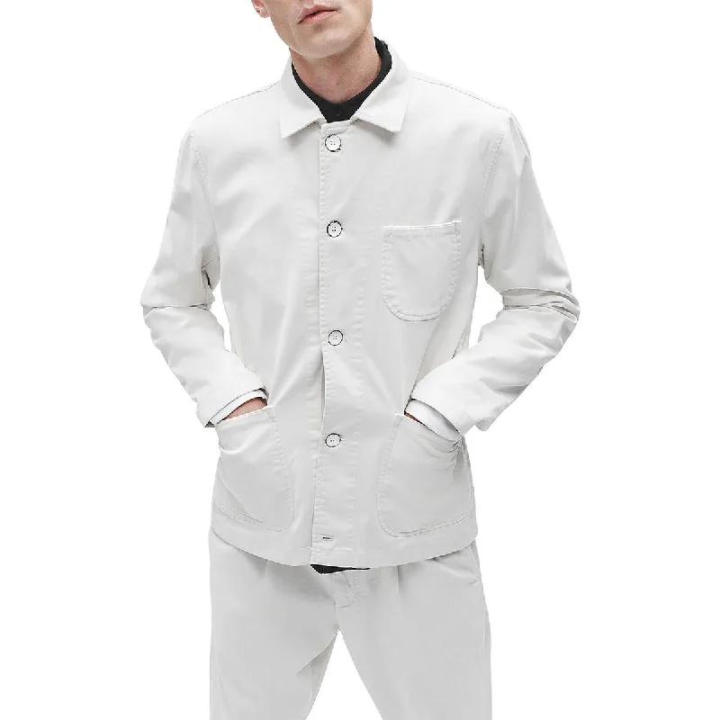 Mens Cotton Blend Solid Shirt Jacket