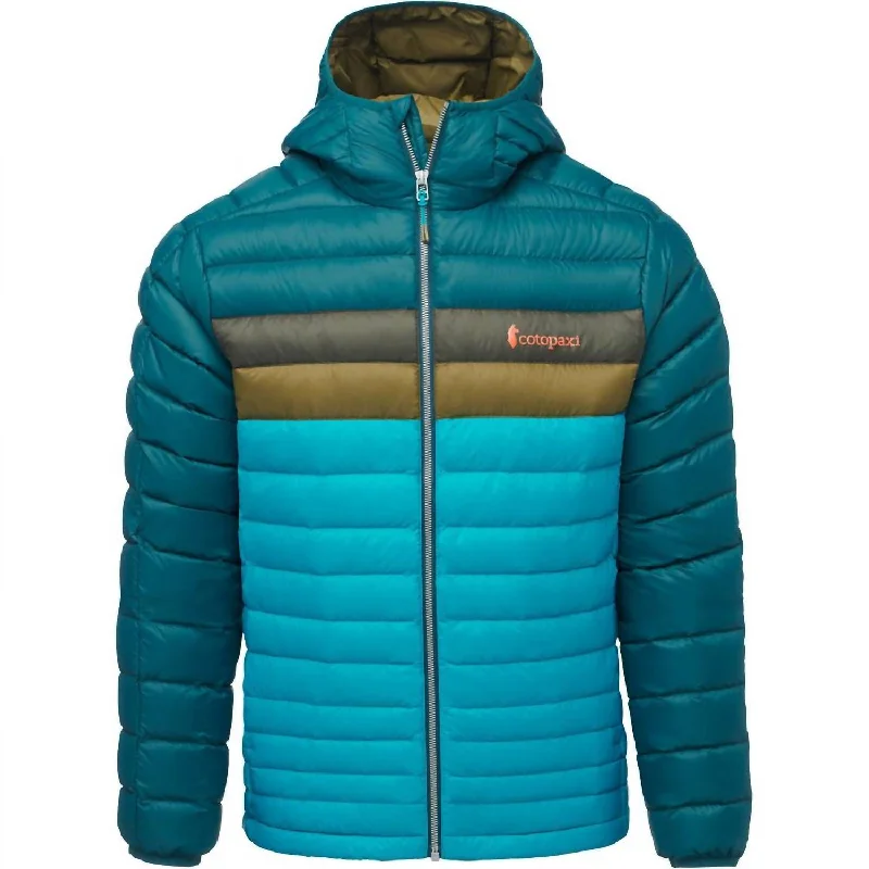 Men's Fuego Down Hooded Jacket In Deep Ocean/mineral Blue