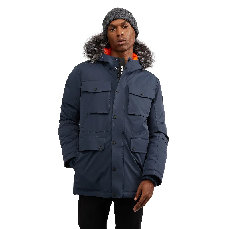 Pajar Men’s Soren Mid Length Parka with Fixed Hood and Detachable Faux Fur