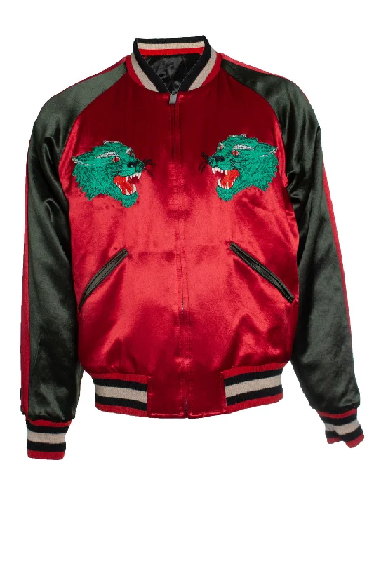 reversible varsity bomber jacket with tiger