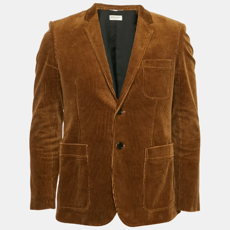 Saint Laurent Brown Corduroy Single Breasted Blazer M