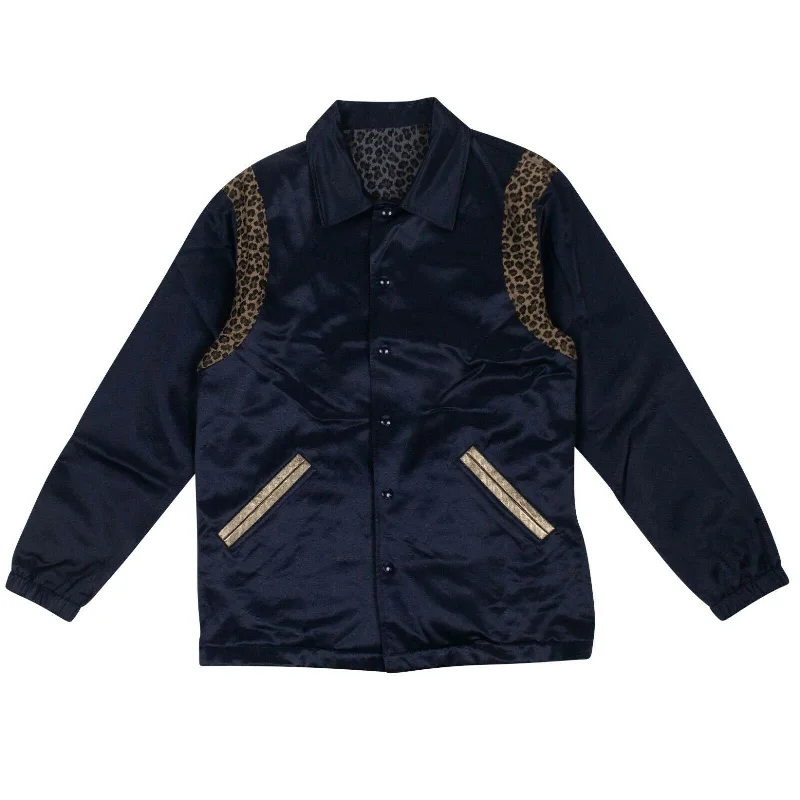 Satin Reversible Coaches Jacket - Navy