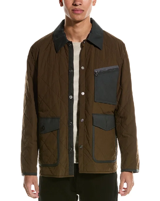 Theory Diamond Quilted Wool-Trim Jacket