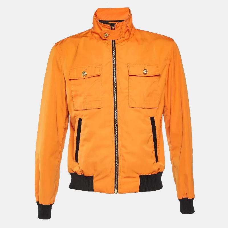 Versus Versace Orange Synthetic Bomber Jacket