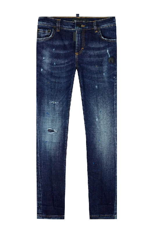 Black Blue Spots Denim Jeans | DENIM