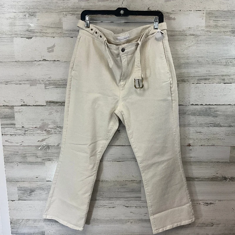 Jeans Cropped By Loft In Cream Denim, Size: 12