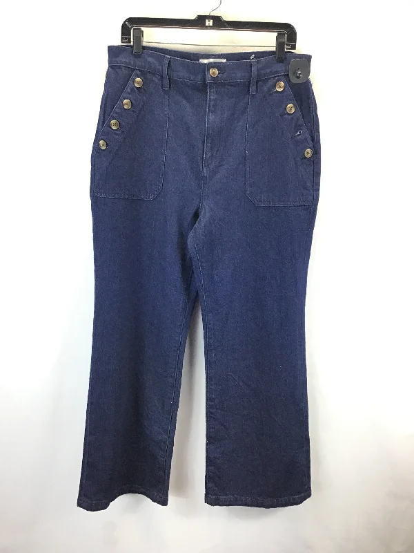 Jeans Flared By Loft In Blue Denim, Size: 12