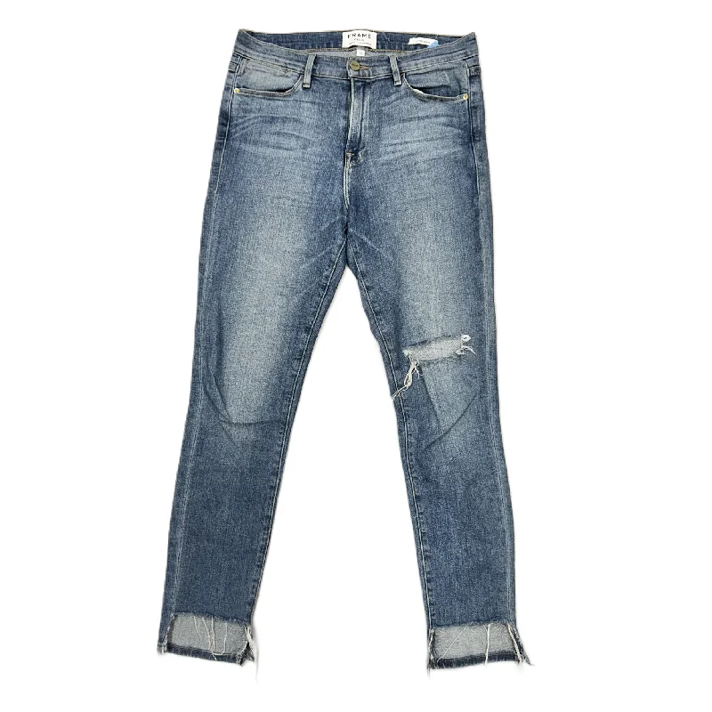 Jeans Skinny By Frame In Blue Denim, Size: 8