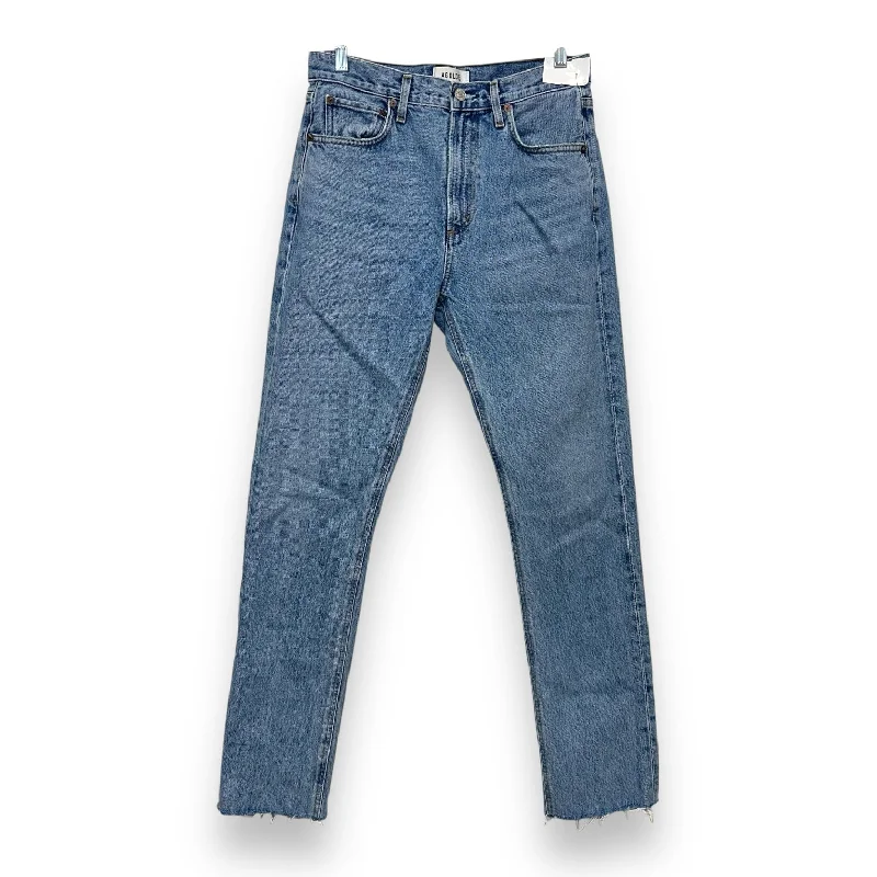 Jeans Straight By Agolde In Blue Denim, Size: 4