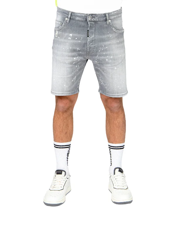 LIGHTGREY Faded Jeans short | GREY JEANS