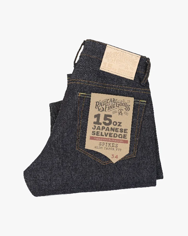 Railcar Fine Goods Spikes Slim Tapered Mens Jeans - X100 15oz Japanese Dark Indigo Selvedge