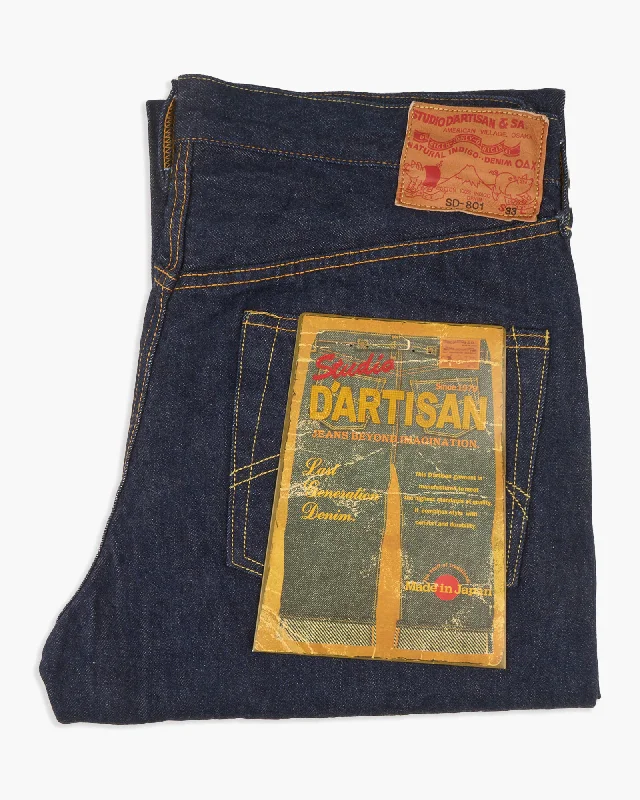 Studio D'Artisan SD-801 15oz Natural Indigo Selvedge Regular Straight Mens Jeans - Onewash