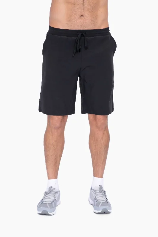 Active Drawstring Shorts With Zippered Pouch In Black