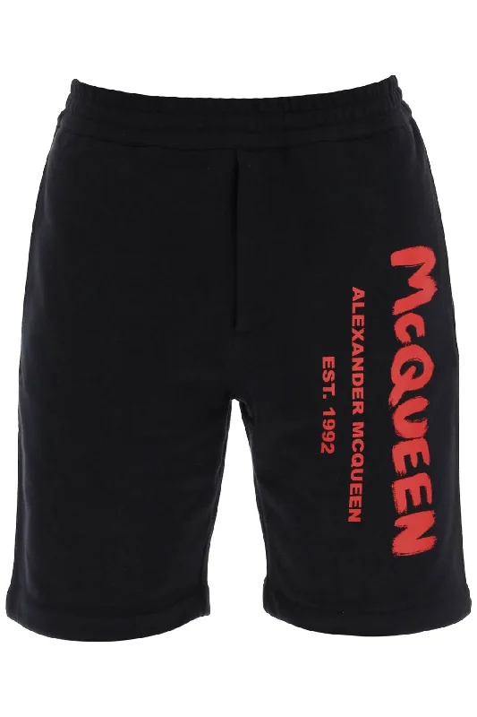 Alexander Mcqueen Men's Jersey Graffiti Sweatshorts