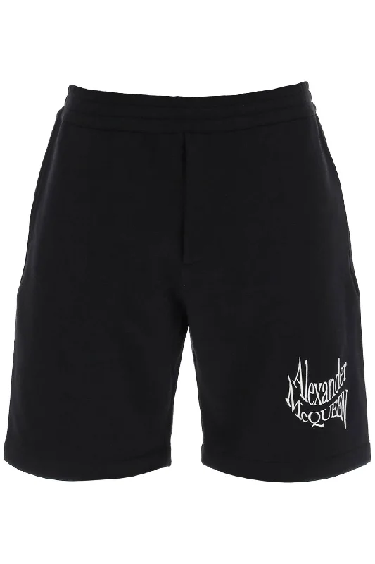 Alexander Mcqueen Men's Warped Logo Sweat Shorts