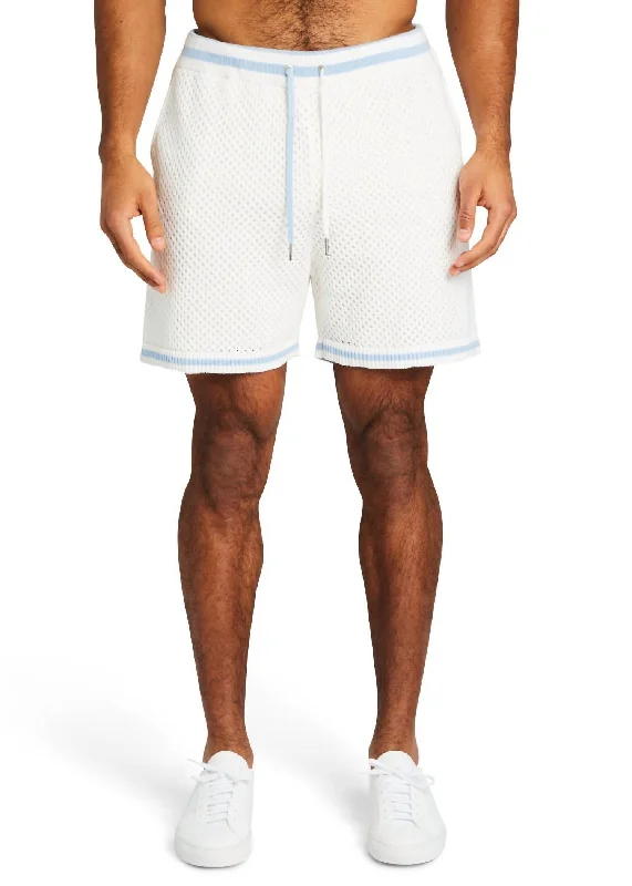 Bruce Crochet Short In White/blue