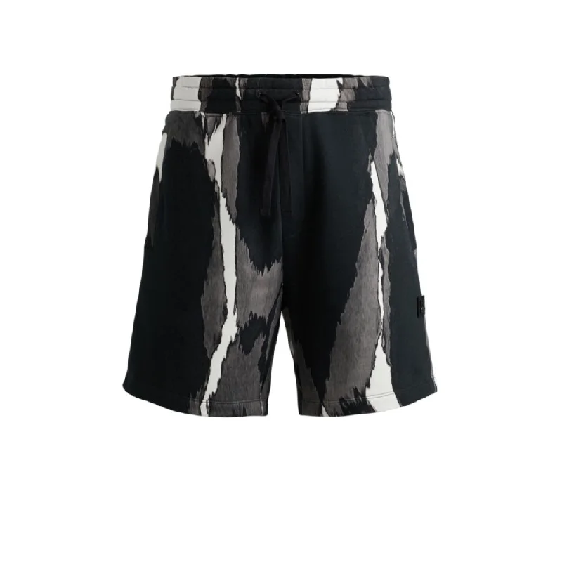 Cotton-terry shorts with camouflage print