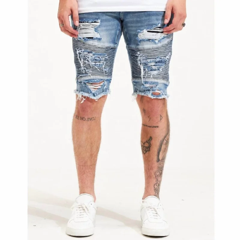 Distressed Ursus Shorts In Stonewash