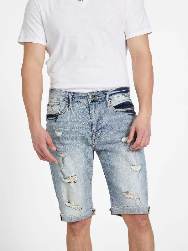 Eco Abby Distressed Straight Denim Shorts