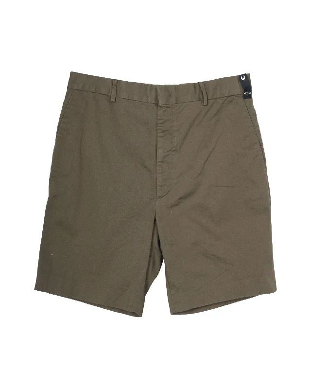 Fendi Short Pants in Army Green Cotton