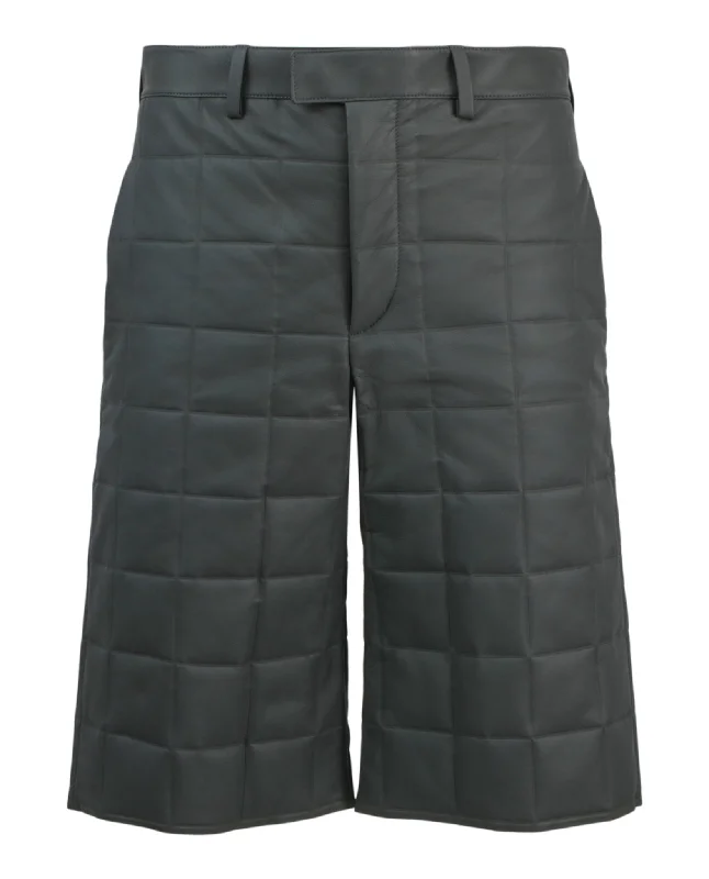 Leather Quilted Puffer Shorts