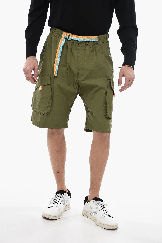 Marcelo Burlon Cargo Shorts with Multicolored Belt