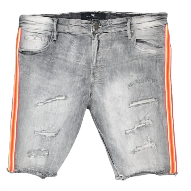 Men's Daytona Striped Denim Short In City Gray