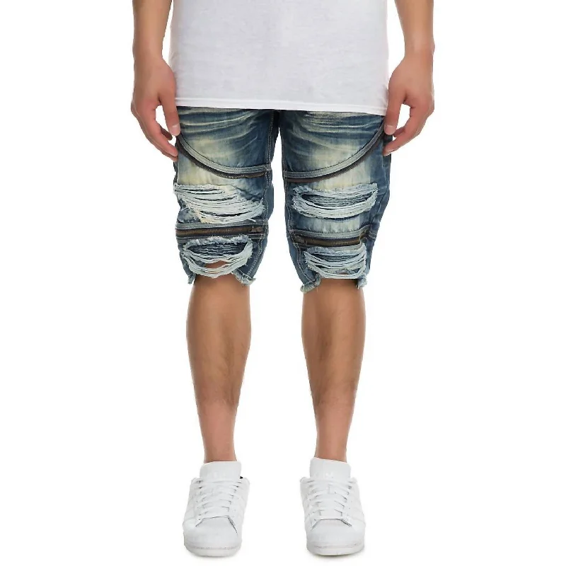 Men's Faded Denim Short In Blue Tint