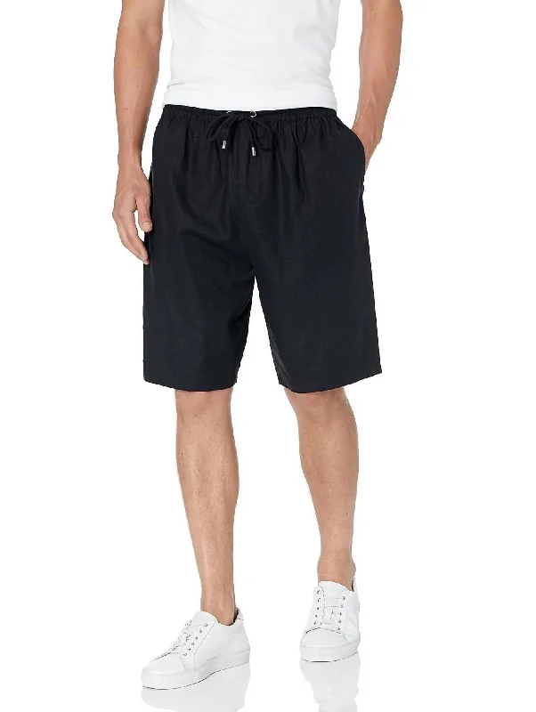 Men's Micah Drawstring Stretch Linen Short In Black