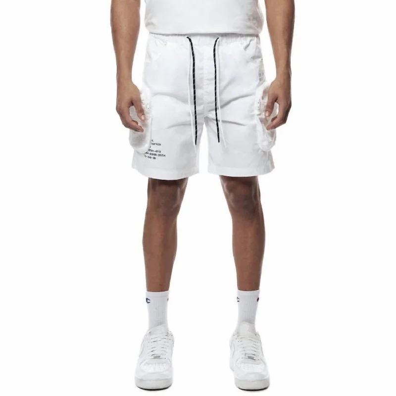 Men's Printed Nylon Utility Short In White