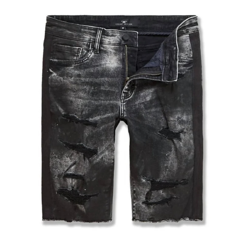 Men's Sparta Striped Denim Short In Triple Black