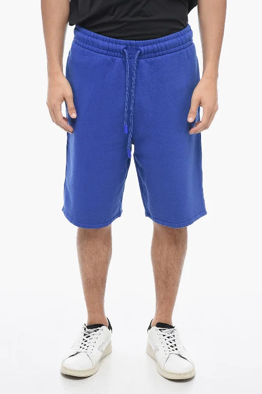 Off-White Brushed Cotton Skate Shorts with Print