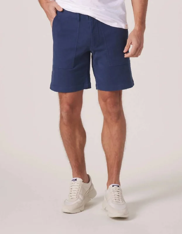 Tailored Terry Utility Short In Dark Blue